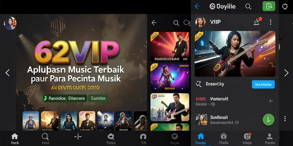 Screenshot gameplay 62VIP yang menampilkan antarmuka aplikasi musik.