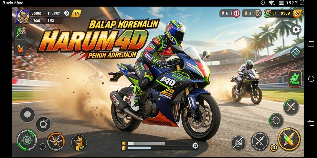 Gameplay seru dalam balapan motor HARUM4D yang penuh tantangan.