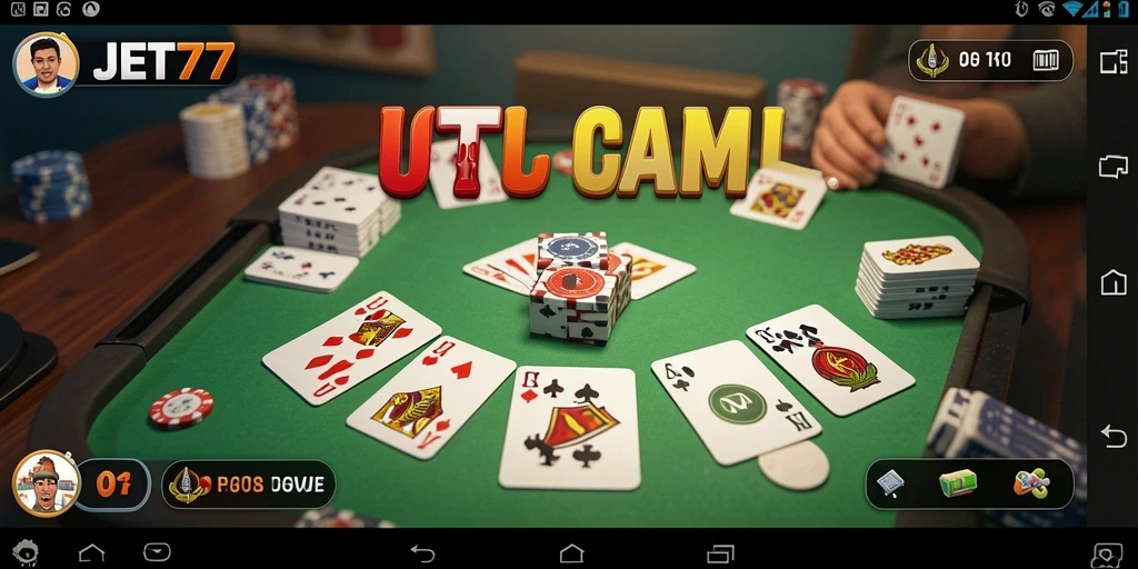 Screenshot JET77 menampilkan gameplay Gaple yang mendebarkan.
