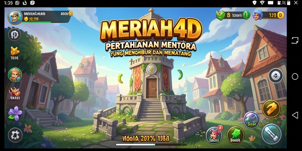 Screenshot gameplay MERIAH4D menunjukkan pertarungan menara yang intens.