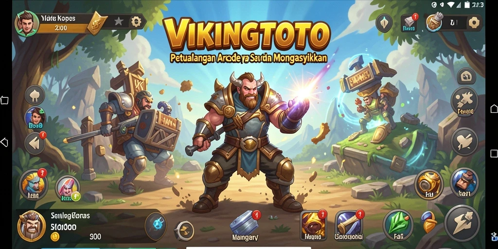 Gameplay seru dengan karakter Viking berpetualang.